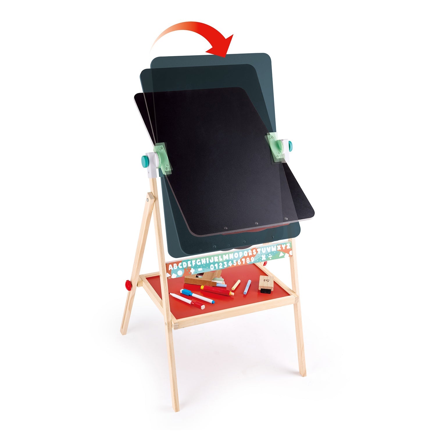 WOOD CITY Easel for Kids, Adjustable Standing Art Easel with Painting  Accessories Wooden Chalkboard & Magnetic Whiteboard & Painting Paper Stand