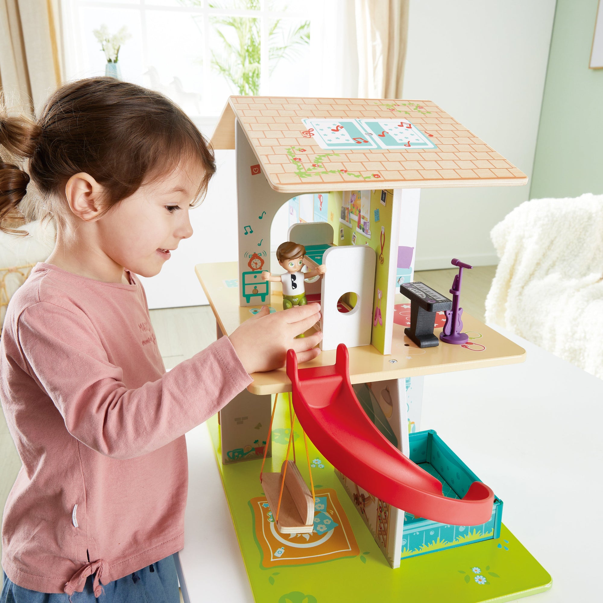 Hape Rock and Slide Play House with 8 Rooms and 9 Sound Effects